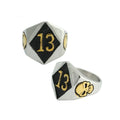 Lucky 13 Skull Accent Stainless Steel Biker Ring