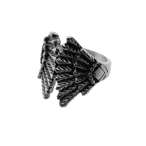 Forever Feathers Stainless Steel Biker Ring