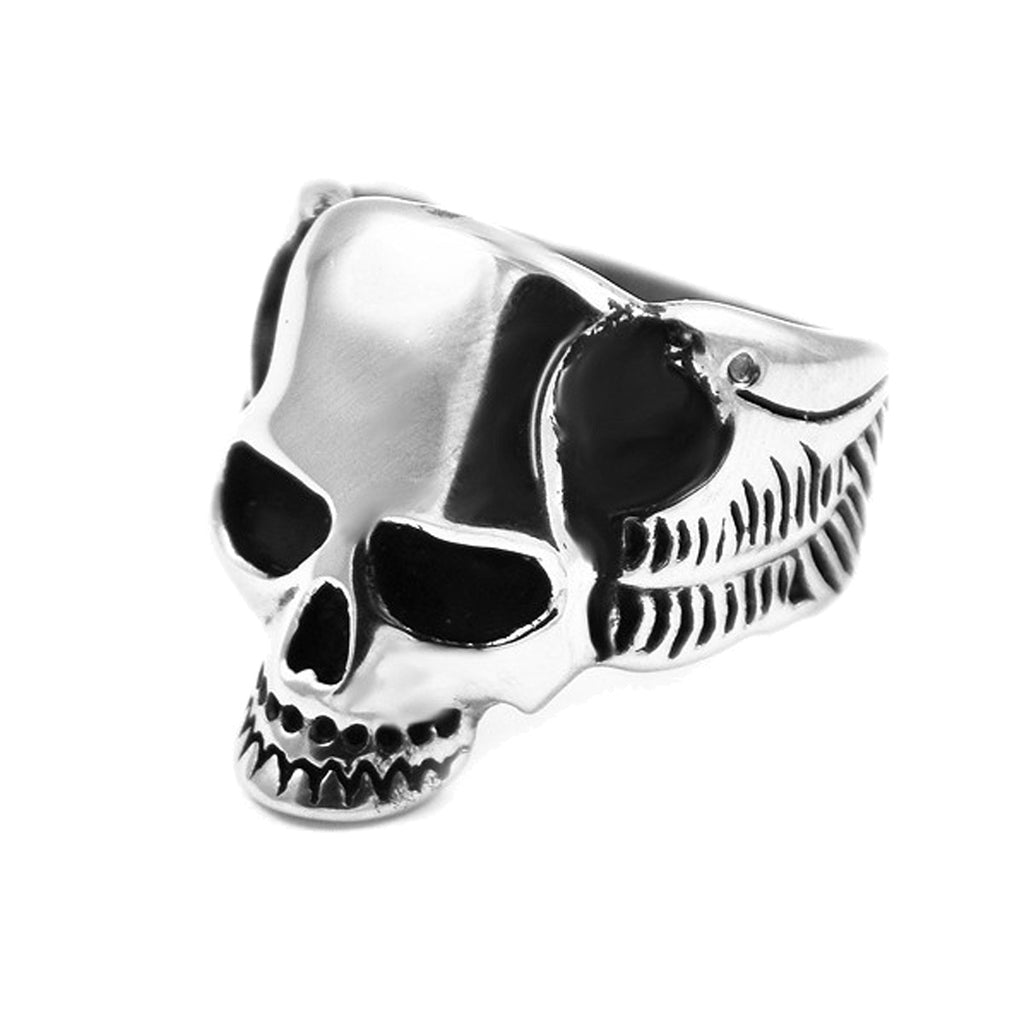 Stainless Steel Designer Skull Wings Biker Ring