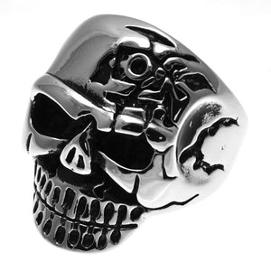 Stainless Steel Terminator Skull Biker Ring