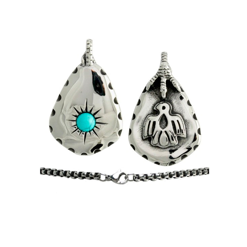 Stainless Steel Eagle Foot Turquoise Ladies Necklace