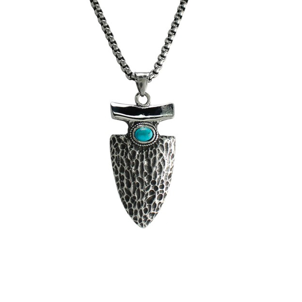 Stainless Steel Turquoise Arrow Unisex Necklace
