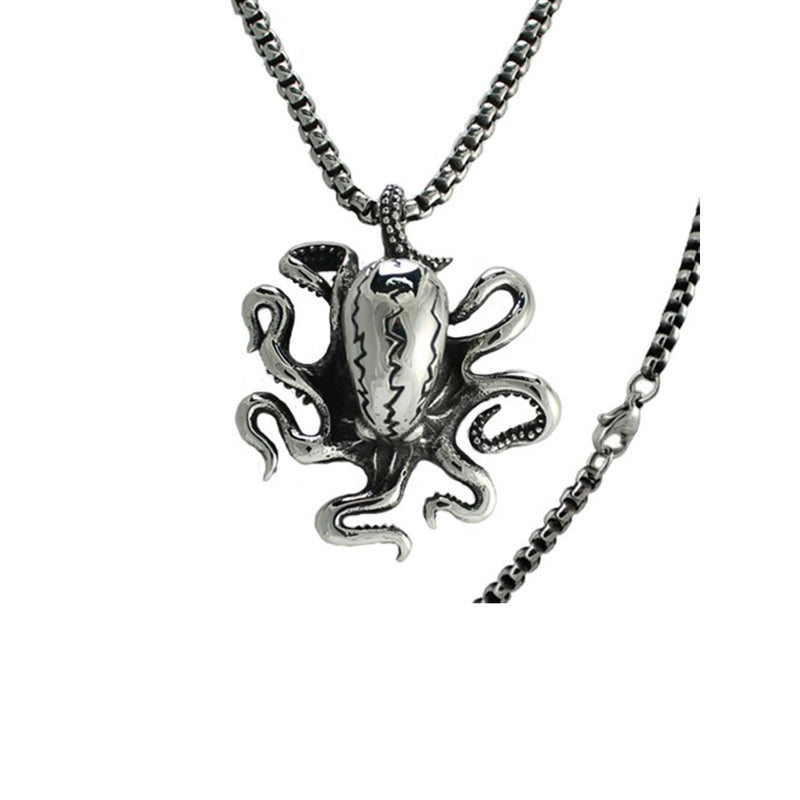 Stainless Steel Octopus Pendant Rolo Chain Necklace