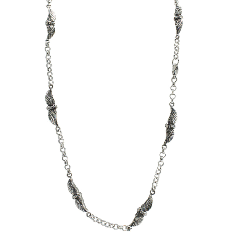 Stainless Steel Skull Wing Chain Necklace