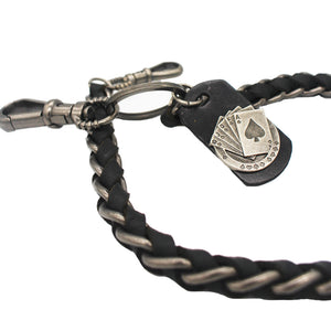 Stainless Steel & Leather Wallet Chain with Ace of Spades Tag