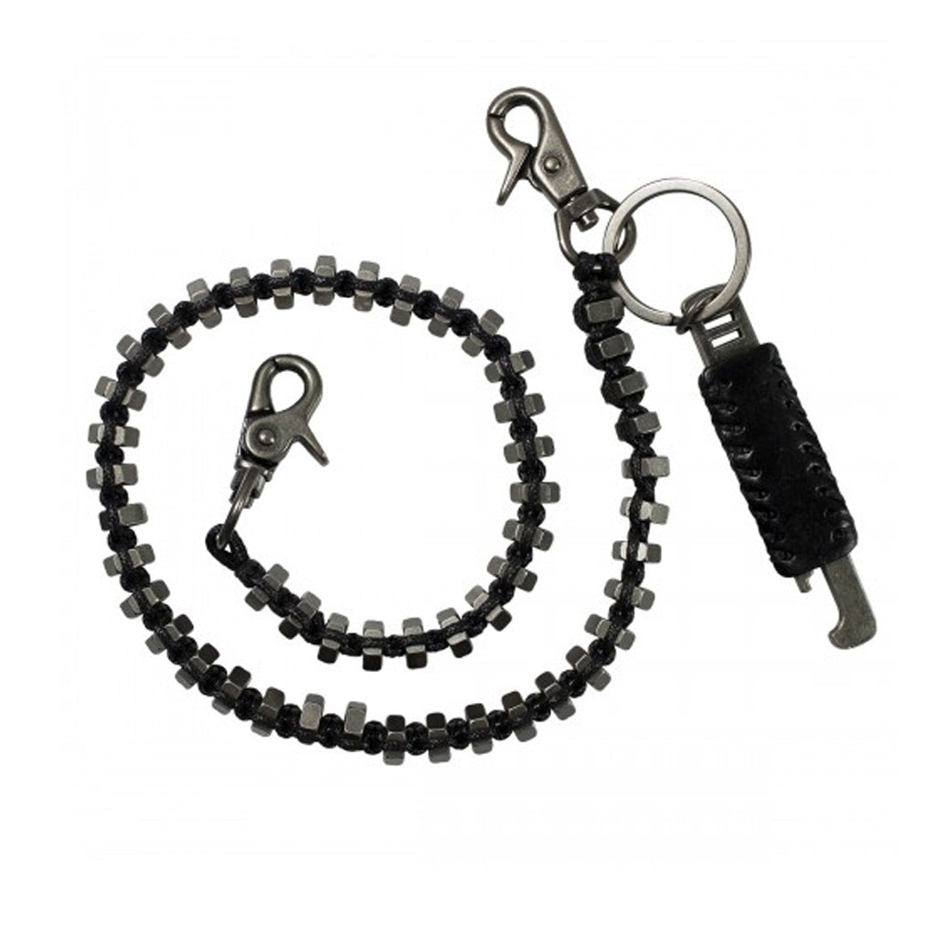 Stainless Steel & Leather Biker Wallet Chain W/ Bottle Opener