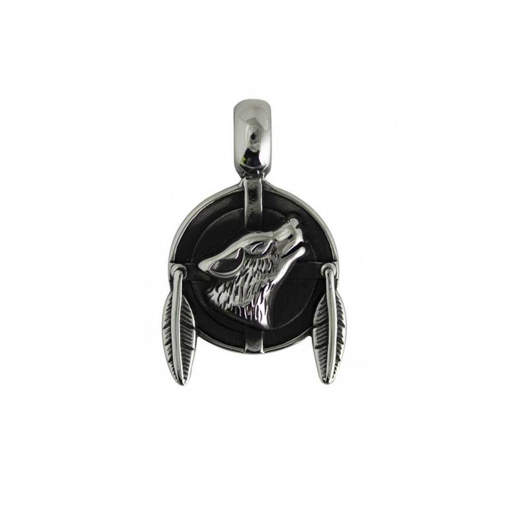 Stainless Steel Native Wolf Pendant