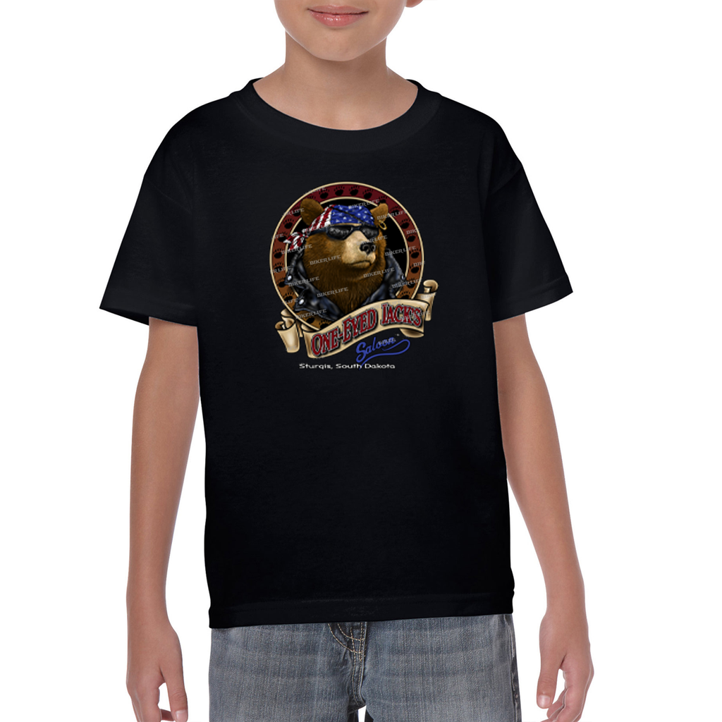 Kids One Eyed Jack's Saloon Cool Bear T-Shirt