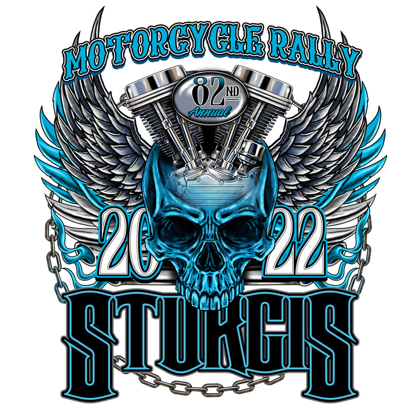2022 Sturgis Motorcycle Rally Bright Skull Sticker