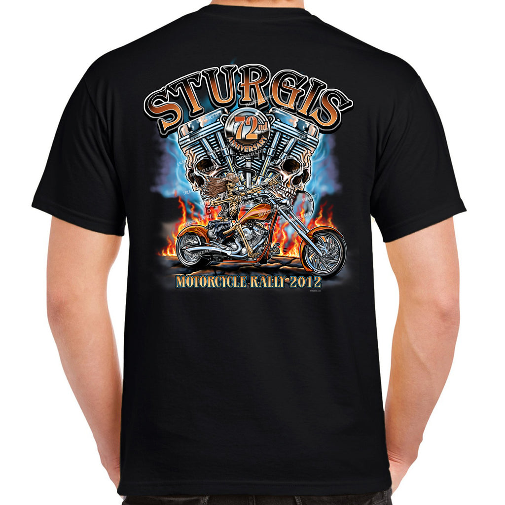 Nostalgia 2012 Sturgis Motorcycle Rally Skull Engine Rider T-Shirt
