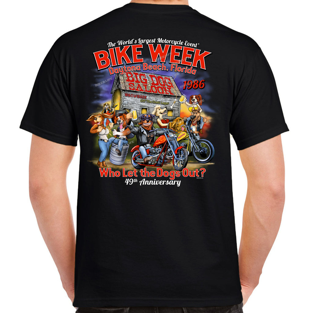 Nostalgia 1986 Bike Week Daytona Beach Who Let The Dog's Out T-Shirt