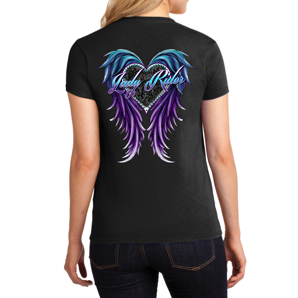 Ladies Missy Cut Lady Rider Purple Wings T-Shirt
