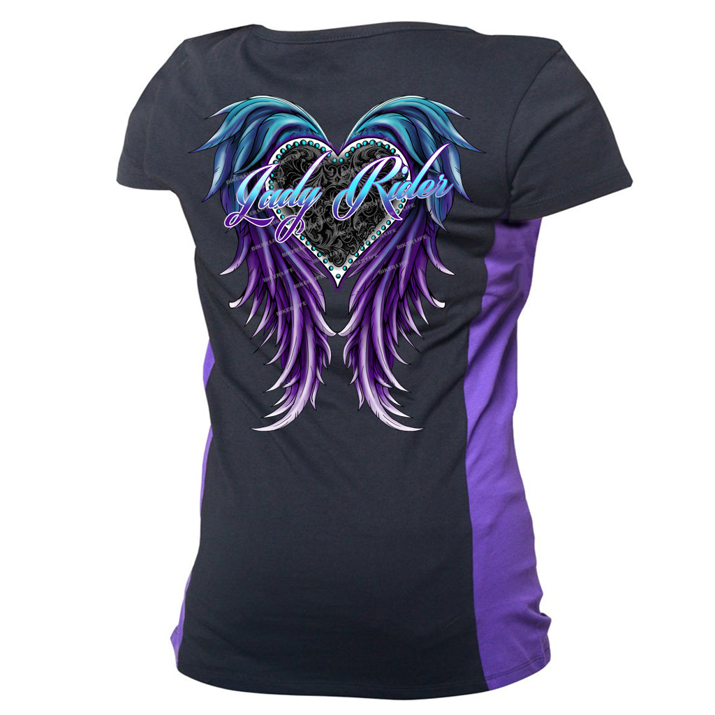 Ladies Lady Rider Purple Wings Two Toned Shirt