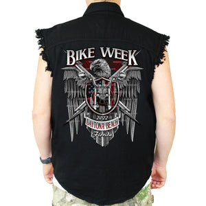 2022 Bike Week Daytona Beach Metal Eagle Cut-Off Denim