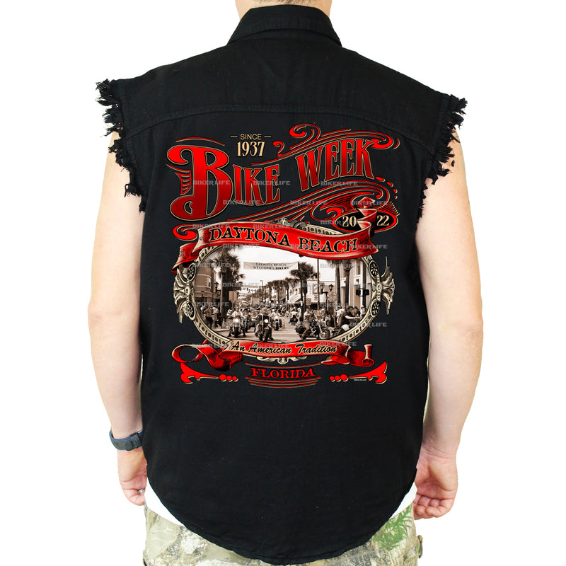 2022 Bike Week Daytona Beach Main Street Cut-Off Denim