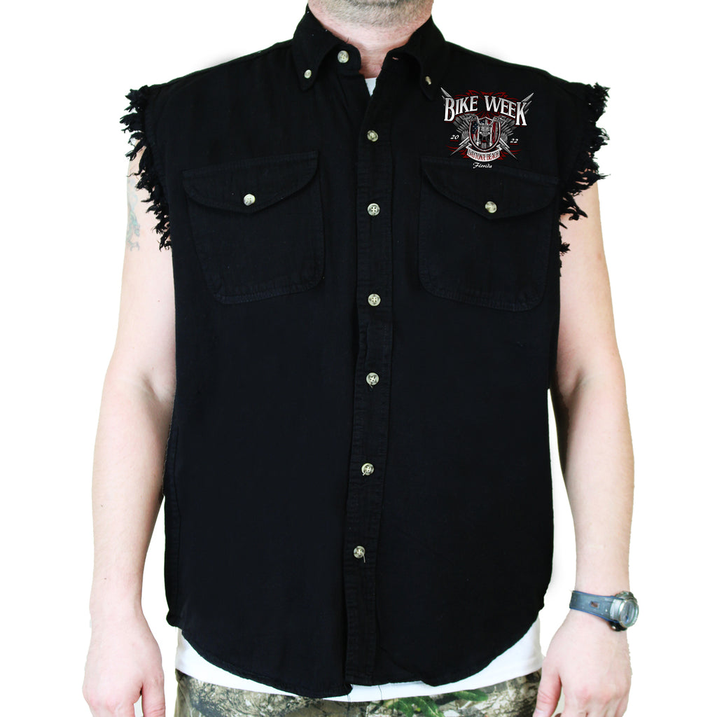 2022 Bike Week Daytona Beach Metal Eagle Cut-Off Denim