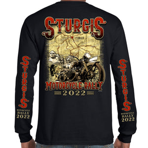 2022 Sturgis Motorcycle Rally Vintage Map Long Sleeve