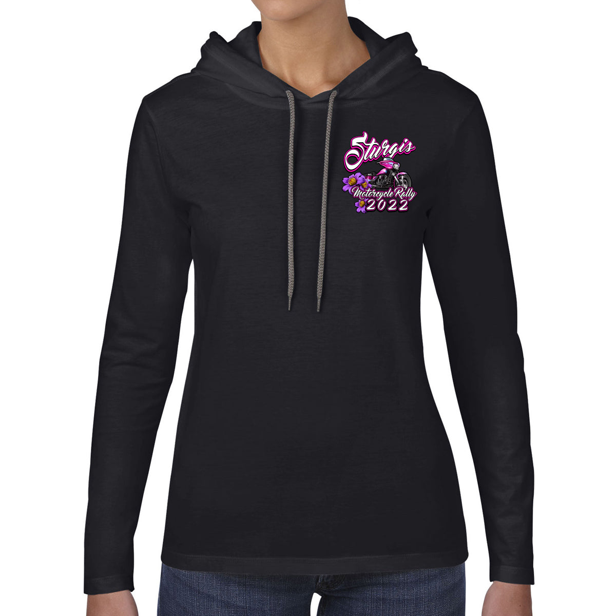 Ladies 2022 Sturgis Motorcycle Rally Pink Bike Long Sleeve
