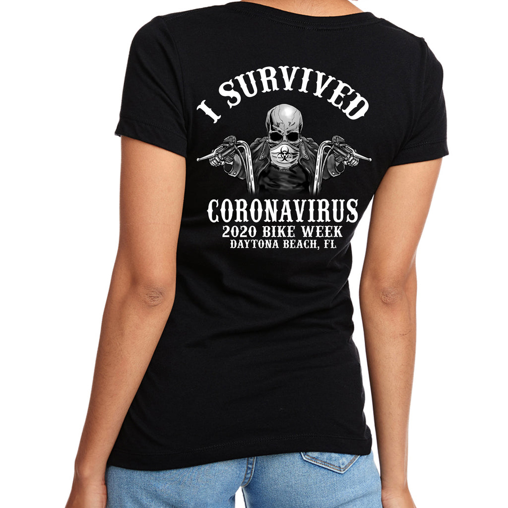 Ladies 2020 Bike Week Daytona Beach Coronavirus V-Neck T-Shirt