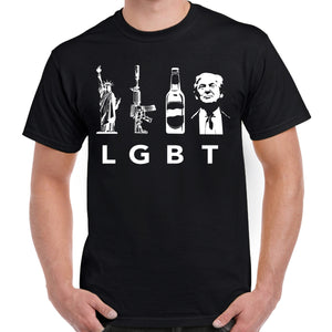 Liberty Guns Beer & Trump LGBT Parody T-Shirt