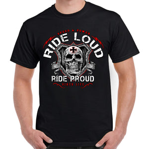 Ride Loud Skull Shield T-Shirt