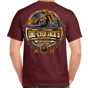 One Eyed Jack's Saloon Orange Bike T-Shirt