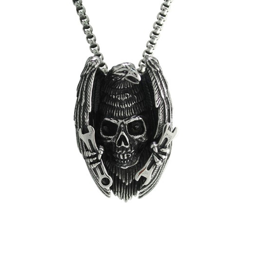 Stainless Steel Eagle Skull Ranch Necklace