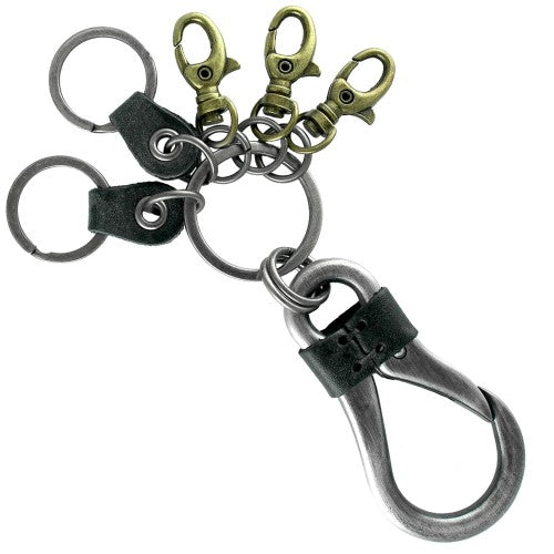Stainless Steel Key Holder W/ Leather & Silver Accents