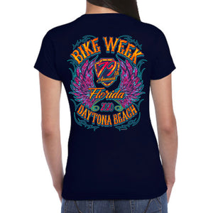 Ladies 2020 Bike Week Daytona Beach Neon Chick Cap Sleeve Tee