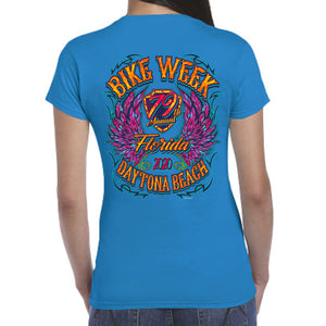 Ladies 2020 Bike Week Daytona Beach Neon Chick Cap Sleeve Tee