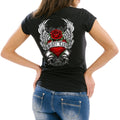 Ladies Heart Of An Angel Biker Crew Neck T-Shirt